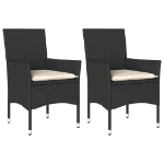 Sedie da Giardino con Cuscini 2 pz Nere in Polyrattan