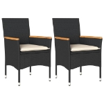Sedie da Giardino con Cuscini 2 pz Nere in Polyrattan