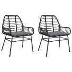Sedie da Giardino con Cuscini 2 pz Nere in Polyrattan