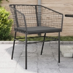 Sedie da Giardino con Cuscini 2 pz Nere in Polyrattan