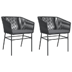 Sedie da Giardino con Cuscini 2 pz Nere in Polyrattan
