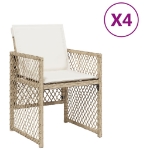 Sedie da Giardino con Cuscini 4 pz Beige in Polyrattan