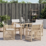 Sedie da Giardino con Cuscini 4 pz Beige in Polyrattan