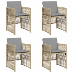 Sedie da Giardino con Cuscini 4 pz Beige Misto in Polyrattan
