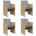 Sedie da Giardino con Cuscini 4 pz Beige Misto in Polyrattan