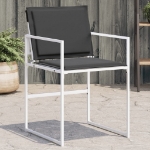 Sedie da Giardino con Cuscini 4 pz Bianchi Acciaio e Textilene