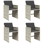 Sedie da Giardino con Cuscini 4 pz Grigio Chiaro in Polyrattan