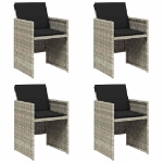 Sedie da Giardino con Cuscini 4 pz Grigio Chiaro in Polyrattan