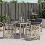 Sedie da Giardino con Cuscini 4 pz Grigio Chiaro in Polyrattan