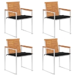 Sedie da Giardino con Cuscini 4 pz in Legno Massello di Acacia
