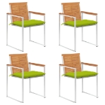 Sedie da Giardino con Cuscini 4 pz in Legno Massello di Acacia