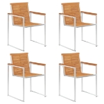 Sedie da Giardino con Cuscini 4 pz in Legno Massello di Acacia