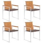 Sedie da Giardino con Cuscini 4 pz in Legno Massello di Acacia
