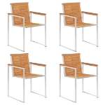 Sedie da Giardino con Cuscini 4 pz in Legno Massello di Acacia