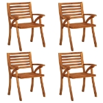 Sedie da Giardino con Cuscini 4 pz in Legno Massello di Acacia