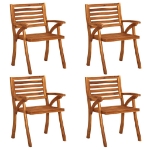 Sedie da Giardino con Cuscini 4 pz in Legno Massello di Acacia