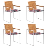 Sedie da Giardino con Cuscini 4 pz in Legno Massello di Acacia
