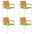 Sedie da Giardino con Cuscini 4 pz in Legno Massello di Acacia