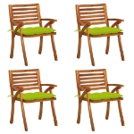 Sedie da Giardino con Cuscini 4 pz in Legno Massello di Acacia