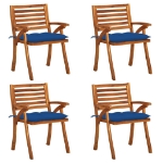 Sedie da Giardino con Cuscini 4 pz in Legno Massello di Acacia