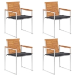Sedie da Giardino con Cuscini 4 pz in Legno Massello di Acacia