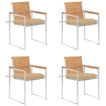 Sedie da Giardino con Cuscini 4 pz in Legno Massello di Teak