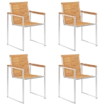 Sedie da Giardino con Cuscini 4 pz in Legno Massello di Teak