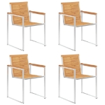 Sedie da Giardino con Cuscini 4 pz in Legno Massello di Teak
