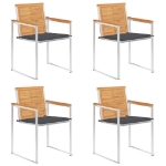 Sedie da Giardino con Cuscini 4 pz in Legno Massello di Teak