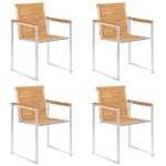 Sedie da Giardino con Cuscini 4 pz in Legno Massello di Teak