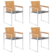 Sedie da Giardino con Cuscini 4 pz in Legno Massello di Teak