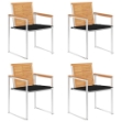 Sedie da Giardino con Cuscini 4 pz in Legno Massello di Teak
