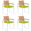 Sedie da Giardino con Cuscini 4 pz in Legno Massello di Teak