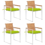 Sedie da Giardino con Cuscini 4 pz in Legno Massello di Teak