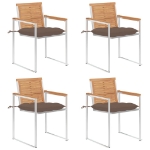 Sedie da Giardino con Cuscini 4 pz in Legno Massello di Teak