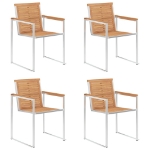 Sedie da Giardino con Cuscini 4 pz in Legno Massello di Teak