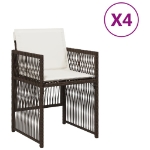 Sedie da Giardino con Cuscini 4 pz Marroni in Polyrattan