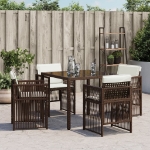 Sedie da Giardino con Cuscini 4 pz Marroni in Polyrattan