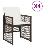 Sedie da Giardino con Cuscini 4 pz Marroni in Polyrattan