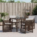Sedie da Giardino con Cuscini 4 pz Marroni in Polyrattan