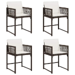 Sedie da Giardino con Cuscini 4 pz Marroni in Polyrattan