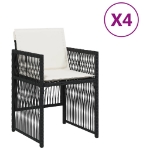 Sedie da Giardino con Cuscini 4 pz Nere in Polyrattan