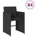 Sedie da Giardino con Cuscini 4 pz Nere in Polyrattan