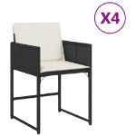Sedie da Giardino con Cuscini 4 pz Nere in Polyrattan