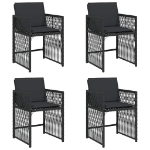 Sedie da Giardino con Cuscini 4 pz Nere in Polyrattan