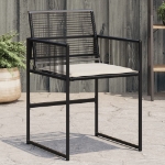 Sedie da Giardino con Cuscini 4 pz Nere in Polyrattan