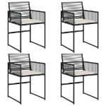 Sedie da Giardino con Cuscini 4 pz Nere in Polyrattan