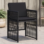 Sedie da Giardino con Cuscini 4 pz Nere in Polyrattan
