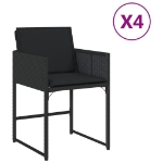 Sedie da Giardino con Cuscini 4 pz Nere in Polyrattan