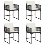 Sedie da Giardino con Cuscini 4 pz Nere in Polyrattan